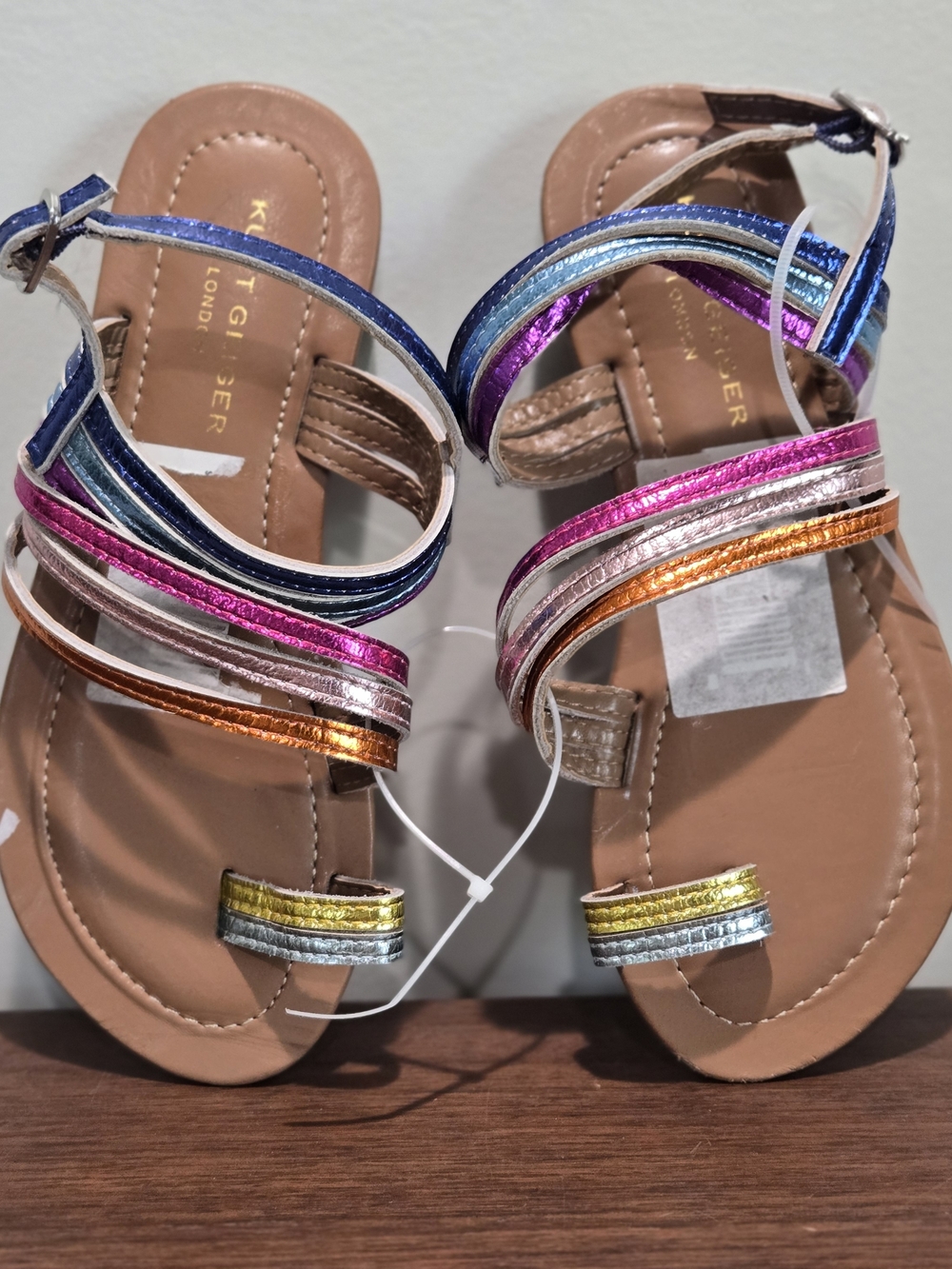 Kurt Geiger Girls' Metallic Multi-Strip Strap Sandals